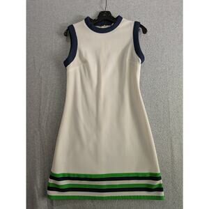 Jerell of Texas Knit Dress Women's XS White Rib Knit Vintage Y2k 70's Mini Dress